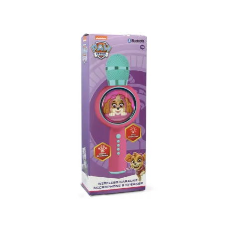 MICROPHONE KARAOKÉ AVEC HAUT-PARLEUR SANS FIL PATRULLA CANINA AVEC LUMIÈRE LED POPSING SKYE ROSE PAW PATROL - The Shop Gamer