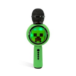 MICRÓFONO KARAOKE CON ALTAVOZ INALÁMBRICO MINECRAFT CON LUZ LED POPSING VERDE CREEPER