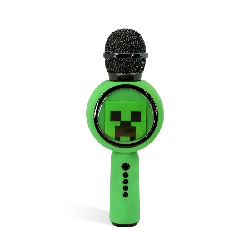 MINECRAFT POPSING GREEN CREEPER WIRELESS KARAOKE MICROPHONE WITH SPEAKER AND LED LIGHT - The Shop Gamer