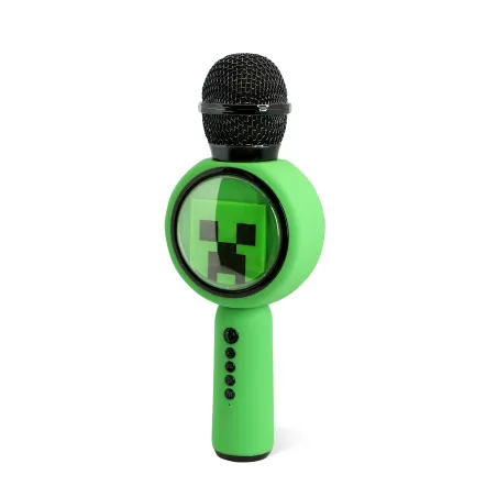 KARAOKEMICROFOON MET DRAADLOZE LUIDSPREKER EN LEDLICHT, MINECRAFT POPSING GROEN CREEPER - The Shop Gamer