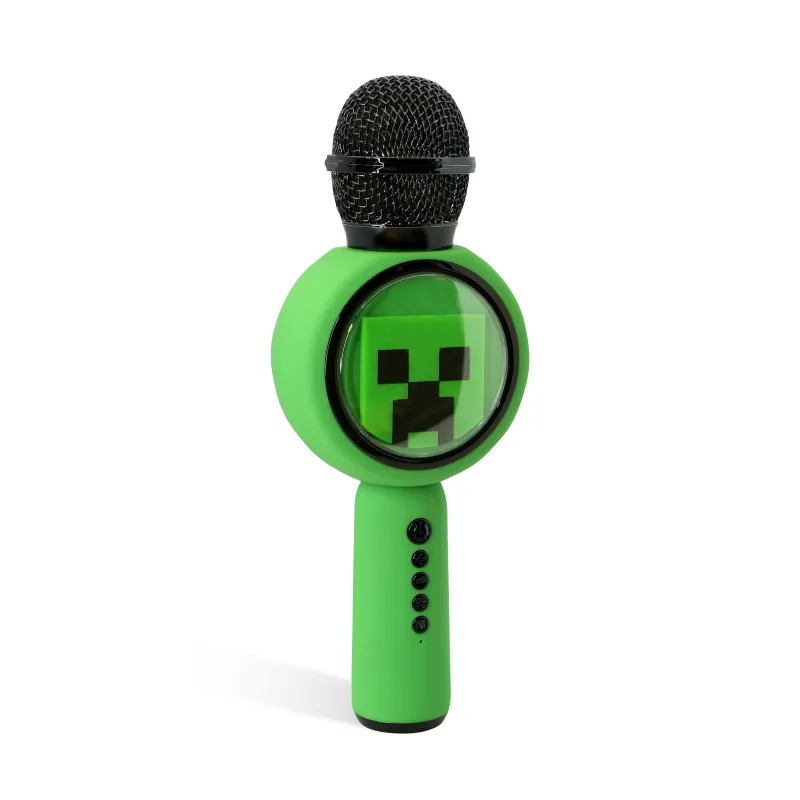 MINECRAFT POPSING GREEN CREEPER WIRELESS KARAOKE MICROPHONE WITH SPEAKER AND LED LIGHT - The Shop Gamer
