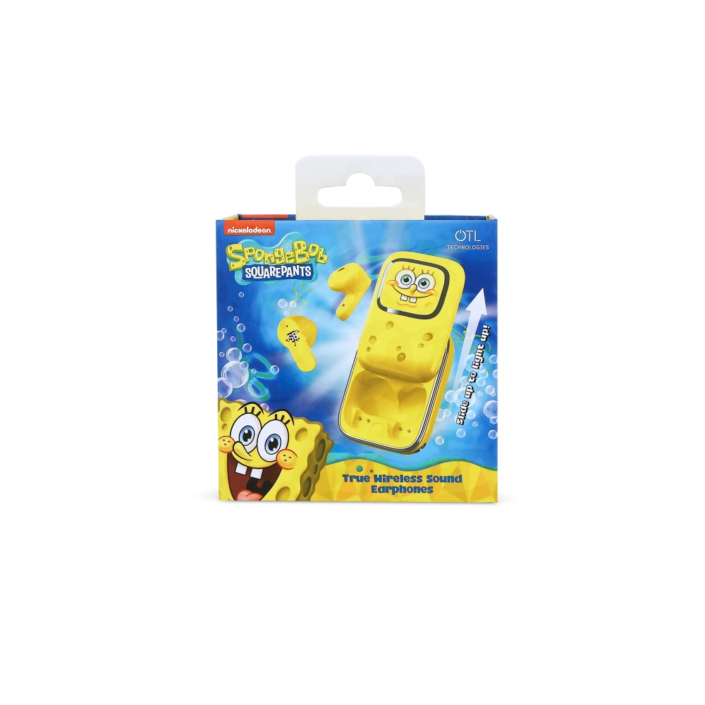 AURICULARES INALÁMBRICOS BOB ESPONJA CON ESTUCHE DE CARGA DESLIZANTE Y LUZ LED SPONGEBOB