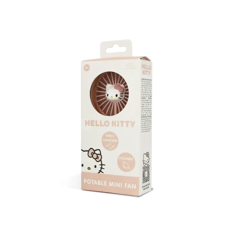 MINI VENTILATORE PORTATILE PIEGHEVOLE HELLO KITTY CON BATTERIA RICARICABILE, ROSA E ORO - The Shop Gamer