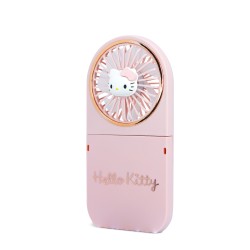 MINI VENTILADOR PORTÁTIL PLEGABLE HELLO KITTY CON BATERÍA RECARGABLE COLOR ROSA Y ORO