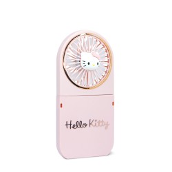 MINI VENTILADOR PORTÁTIL PLEGABLE HELLO KITTY CON BATERÍA RECARGABLE COLOR ROSA Y ORO