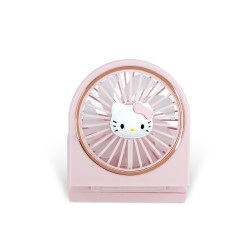 MINI VENTILADOR PORTÁTIL PLEGABLE HELLO KITTY CON BATERÍA RECARGABLE COLOR ROSA Y ORO