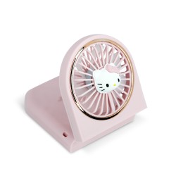 MINI VENTILADOR PORTÁTIL PLEGABLE HELLO KITTY CON BATERÍA RECARGABLE COLOR ROSA Y ORO