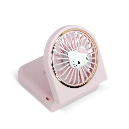 FOLDABLE PORTABLE MINI HELLO KITTY FAN WITH RECHARGEABLE BATTERY, PINK AND GOLD - The Shop Gamer