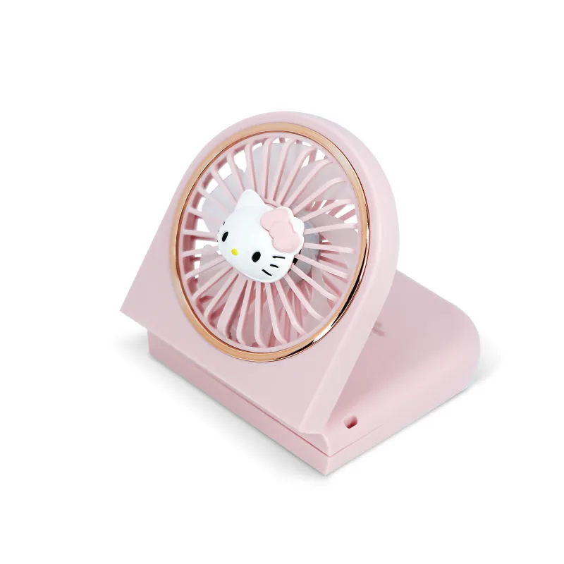 FOLDABLE PORTABLE MINI HELLO KITTY FAN WITH RECHARGEABLE BATTERY, PINK AND GOLD - The Shop Gamer