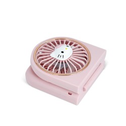 MINI VENTILADOR PORTÁTIL PLEGABLE HELLO KITTY CON BATERÍA RECARGABLE COLOR ROSA Y ORO