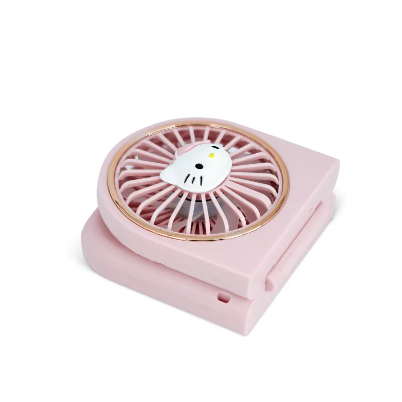 MINI VENTILATORE PORTATILE PIEGHEVOLE HELLO KITTY CON BATTERIA RICARICABILE, ROSA E ORO - The Shop Gamer