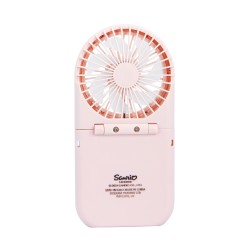 MINI VENTILADOR PORTÁTIL PLEGABLE HELLO KITTY CON BATERÍA RECARGABLE COLOR ROSA Y ORO