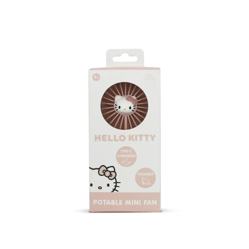 MINI VENTILATORE PORTATILE PIEGHEVOLE HELLO KITTY CON BATTERIA RICARICABILE, ROSA E ORO - The Shop Gamer
