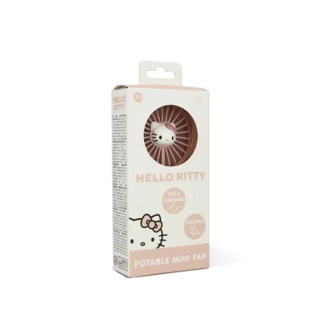 MINI VENTILATORE PORTATILE PIEGHEVOLE HELLO KITTY CON BATTERIA RICARICABILE, ROSA E ORO - The Shop Gamer
