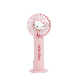 VENTILADOR DE MANO PORTÁTIL HELLO KITTY CON BATERÍA RECARGABLE COLOR ROSA Y ORO