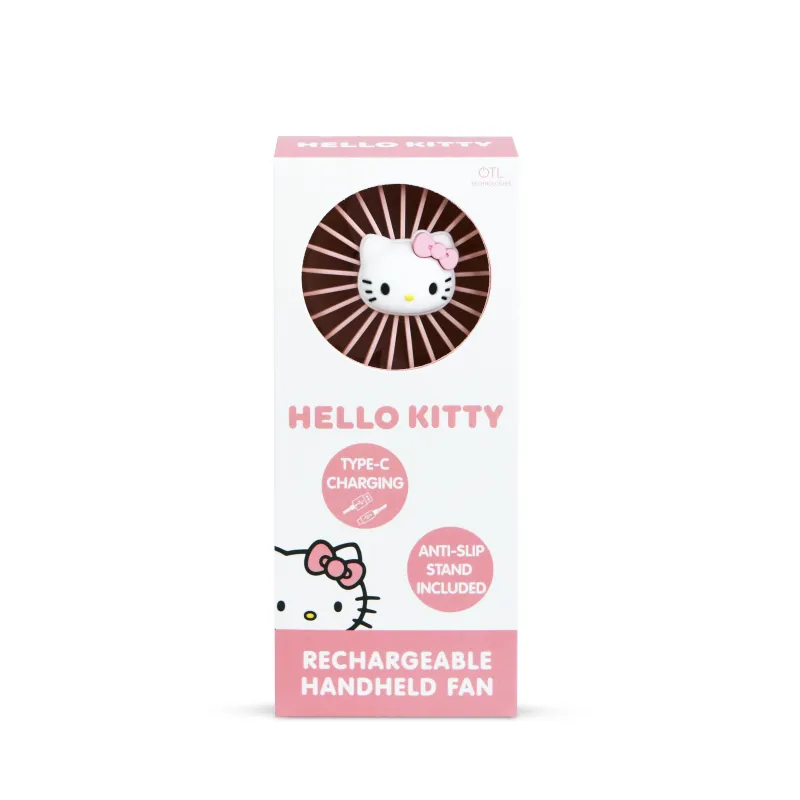 VENTILADOR DE MÃO PORTÁTIL HELLO KITTY COM BATERIA RECARREGÁVEL, ROSA E DOURADO - The Shop Gamer