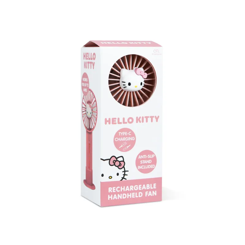 VENTILATORE PORTATILE HELLO KITTY CON BATTERIA RICARICABILE, ROSA E ORO - The Shop Gamer