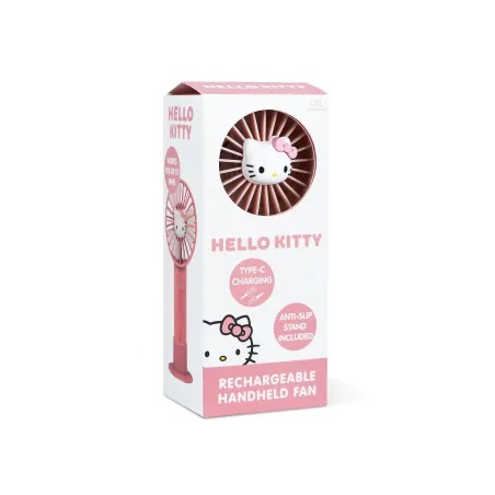 DRAAGBARE HANDVENTILATOR HELLO KITTY MET OPLAADBARE BATTERIJ, ROZE EN GOUDKLEURIG - The Shop Gamer