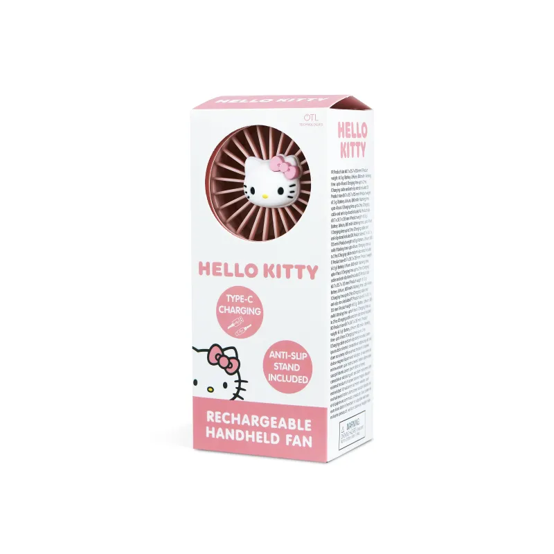 VENTILADOR DE MÃO PORTÁTIL HELLO KITTY COM BATERIA RECARREGÁVEL, ROSA E DOURADO - The Shop Gamer
