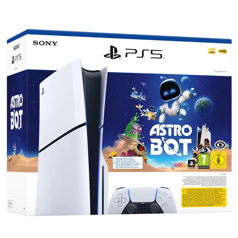 PS5 SLIM-KONSOLE MIT ODER OHNE DISC-LAUFWERK, DIGITALE VOLLVERSION ASTRO BOT, PLAYSTATION5, SPANISCHE VERSION, EU-GARANTIE - The
