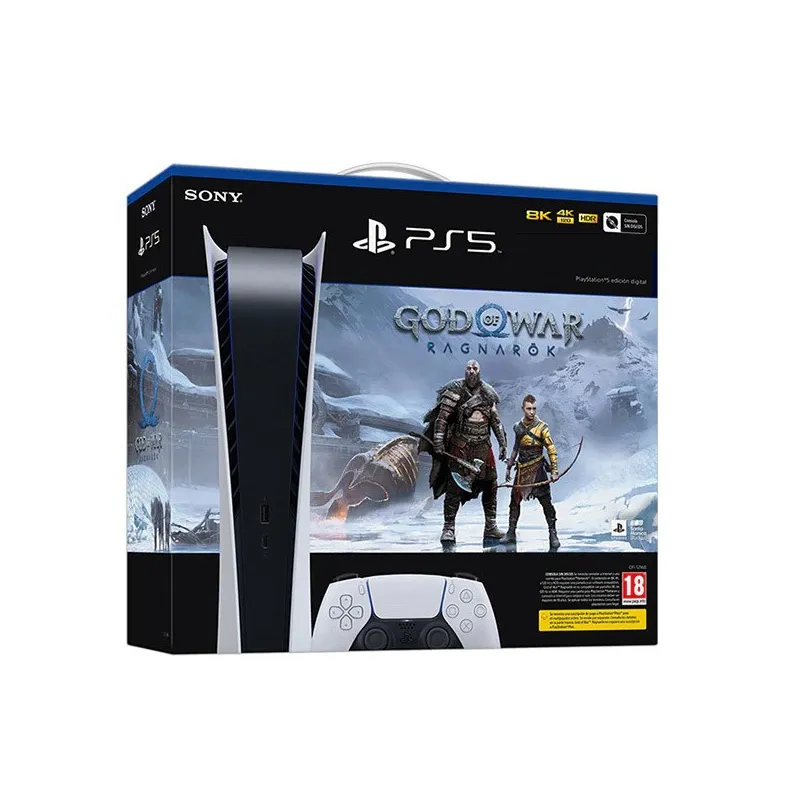 PS5 DIGITALKONSOLE + VOLLSTÄNDIGER DIGITALER DOWNLOAD GOD OF WAR RAGNARÖK FÜR PLAYSTATION 5, SPANISCHE VERSION, EU-GARANTIE - Th