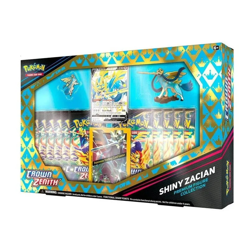 POKEMON SHINY ZACIAN BOX 12.5 CENIT SUPREMO COLECCIÓN PREMIUM CON FIGURA ZACIAN VARIOCOLOR JCC POKEMON ESPAÑOL JUEGO DE CARTAS