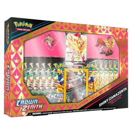 POKEMON SHINY ZAMAZENTA BOX 12.5 CENIT SUPREMO, COLLECTION PREMIUM AVEC FIGURINE ZAMAZENTA CHROMATIQUE, JCC POKÉMON ESPAGNOL - T
