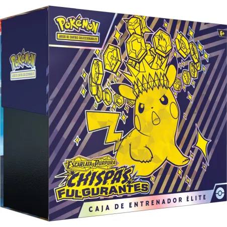 POKEMON CAJA ENTRENADOR ELITE CHISPAS FULGURAN ESCARLATA Y PÚRPURA CHISPAS FULGURANTES SV8 JCC POKEMON ESPAÑOL JUEGO DE CARTAS