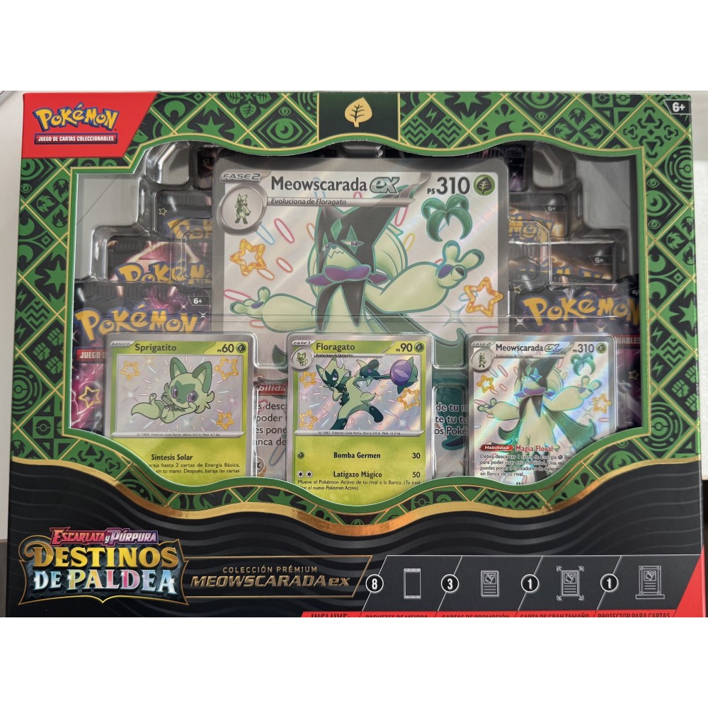 POKEMON PREMIUM COLLECTION ASSORT SV4.5 MEOWSCARADAeX ESCARLATA Y PÚRPURA DESTINOS PALDEA JCC POKEMON ESPAÑOL