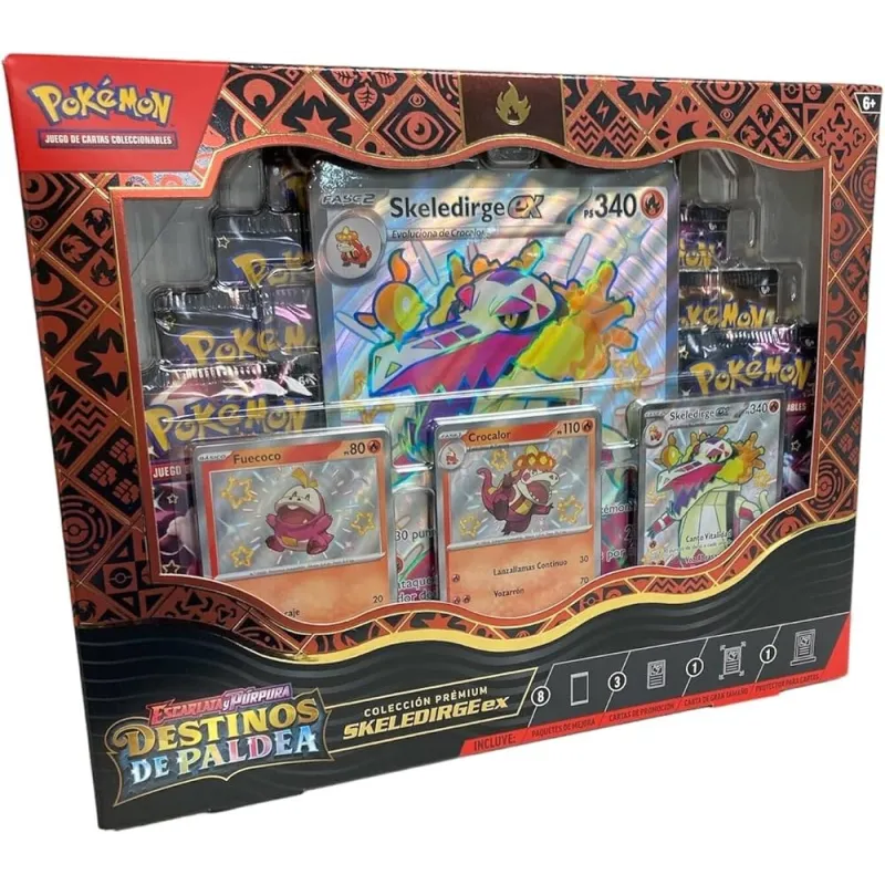 POKEMON PREMIUM COLLECTION ASSORT SV4.5 SKELEDIRGEeX ESCARLATA Y PÚRPURA DESTINOS PALDEA JCC POKEMON JOGO DE CARTAS EM ESPANHOL 