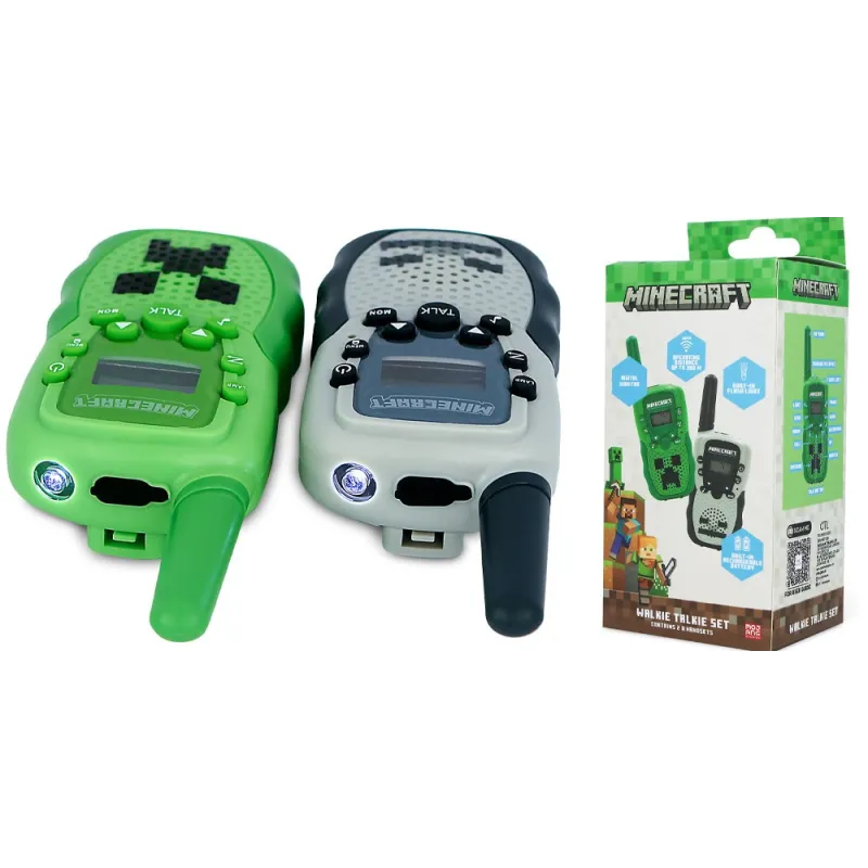 MINECRAFT CONJUNTO DE WALKIE TALKIES DIGITAIS, 2 UNIDADES, COM LICENÇA OFICIAL, CREEPER E ESQUELETO - The Shop Gamer