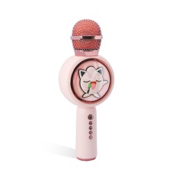 MICRÓFONO KARAOKE CON ALTAVOZ INALÁMBRICO POKEMON JIGGLY PUFF CON LUZ LED POPSING COLOR ROSA PÁLIDO