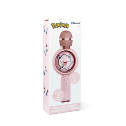 MICRÓFONO KARAOKE CON ALTAVOZ INALÁMBRICO POKEMON JIGGLY PUFF CON LUZ LED POPSING COLOR ROSA PÁLIDO