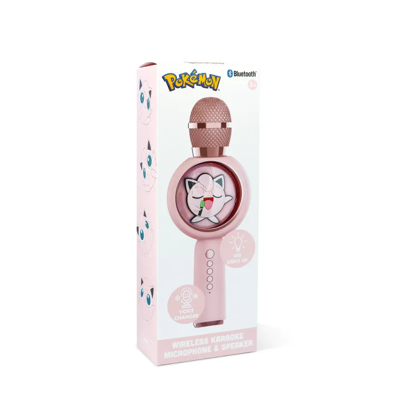 KABELLOSES KARAOKE-MIKROFON MIT LAUTSPRECHER POKEMON JIGGLY PUFF, LED-LICHT, POPSING, HELLROSA - The Shop Gamer