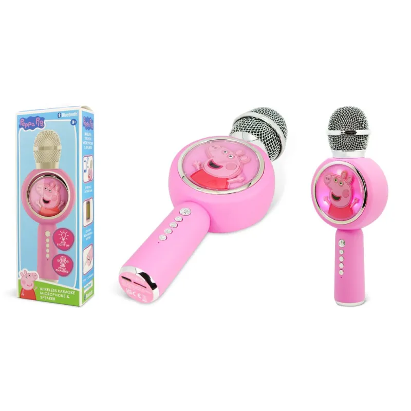 KARAOKEMICROFOON MET DRAADLOZE LUIDSPREKER PEPPA PIG POPSING, ROZE, MET LEDVERLICHTING - The Shop Gamer