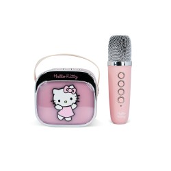 CONJUNTO DE ALTAVOZ Y MICROFÓNO INALÁMBRICOS PARA KARAOKE HELLO KITTY CON LUZ LED