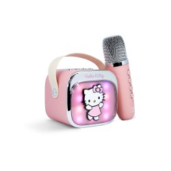 CONJUNTO DE ALTAVOZ Y MICROFÓNO INALÁMBRICOS PARA KARAOKE HELLO KITTY CON LUZ LED