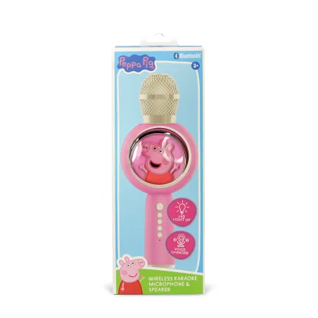 MICROPHONE KARAOKÉ AVEC ENCEINTE SANS FIL PEPPA PIG, LUMIÈRE LED POPSING, ROSE - The Shop Gamer