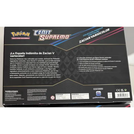 POKEMON SHINY ZACIAN BOX 12.5 CENIT SUPREMO COLECCIÓN PREMIUM CON FIGURA ZACIAN VARIOCOLOR JCC POKEMON ESPAÑOL JUEGO DE CARTAS