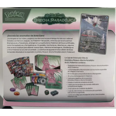 POKEMON CAIXA DE TREINADOR ELITE SV4 ESCARLATA Y PÚRPURA BRECHA PARADOJICA FERROSACO (FUCSIA) JCC POKEMON ESPANHOL - The Shop Ga