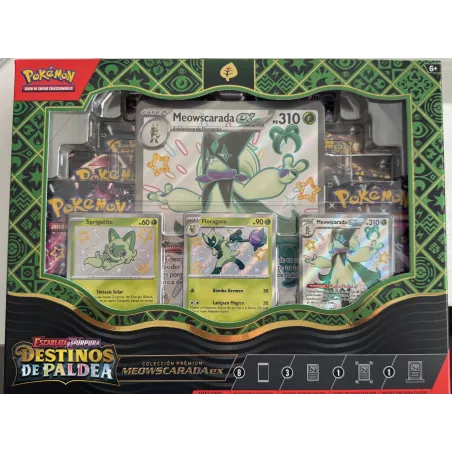 POKEMON PREMIUM COLLECTION ASSORT SV4.5 MEOWSCARADAeX SCARLET AND VIOLET PALDEAN FATES POKEMON TCG SPANISH - The Shop Gamer
