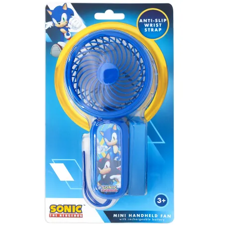 SONIC THE HEDGEHOG MINI HANDHELD FAN WITH RECHARGEABLE BATTERY, BLUE - The Shop Gamer