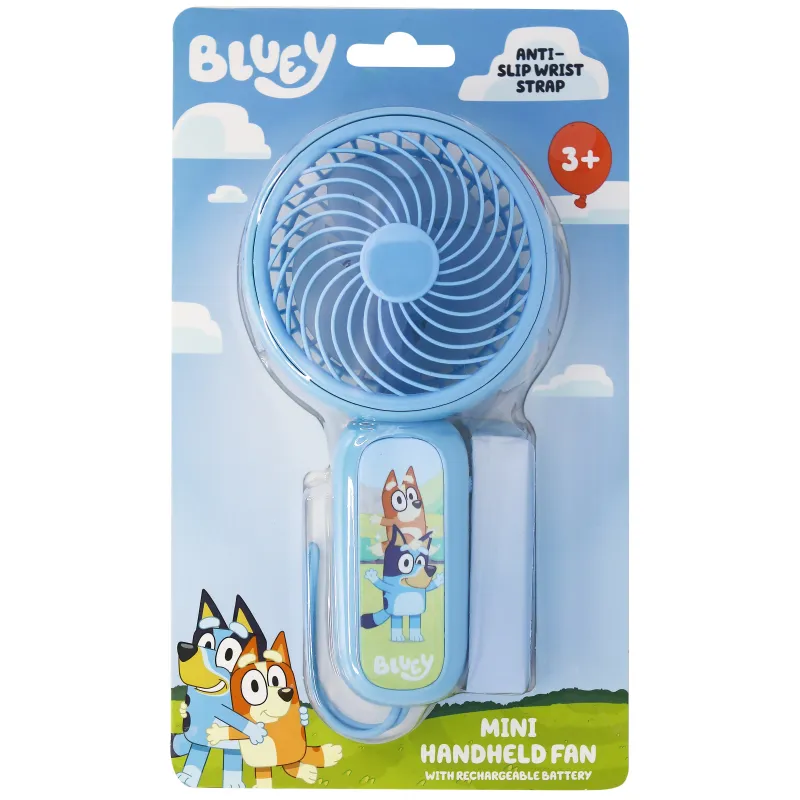 BLUEY MINI HANDHELD FAN WITH RECHARGEABLE BATTERY, PALE BLUE - The Shop Gamer
