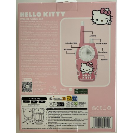 CONJUNTO DE WALKIE TALKIES HELLO KITTY INTERCOMUNICADORES A PILAS (NO INCLUIDAS) COLOR ROSA Y BLANCO