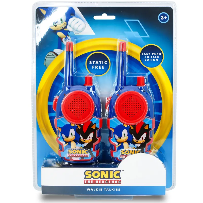 SET WALKIE TALKIES SONIC THE HEDGEHOG, INTERCOMUNICANTI A PILE (NON INCLUSE), BLU E ROSSI - The Shop Gamer