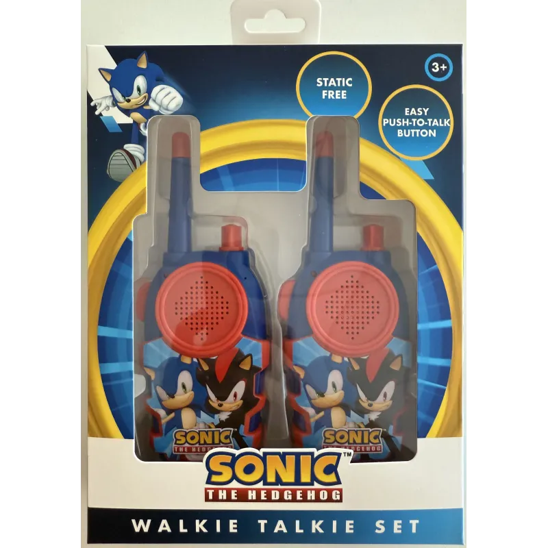 SET WALKIE TALKIES SONIC THE HEDGEHOG, INTERCOMUNICANTI A PILE (NON INCLUSE), BLU E ROSSI - The Shop Gamer
