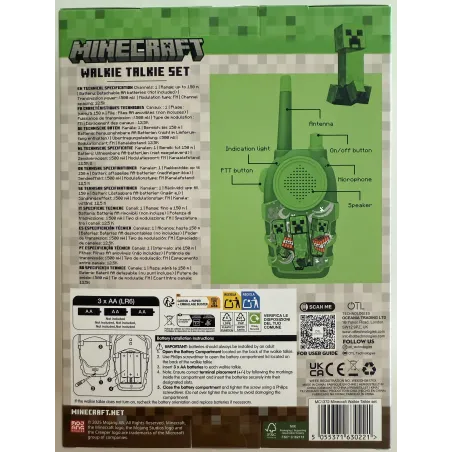 SET DI WALKIE TALKIES MINECRAFT, INTERCOMUNICATORI A PILE NON INCLUSE, VERDI - The Shop Gamer