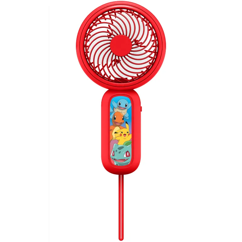 MINI HANDHELD FAN POKEMON PIKACHU CHARMANDER SQUIRTLE BULBASUR WITH RECHARGEABLE BATTERY, RED - The Shop Gamer
