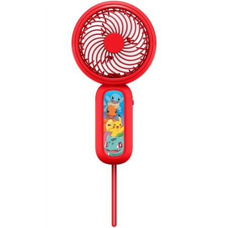 MINI VENTILADOR DE MANO POKEMON PIKACHU CHARMANDER SQUIRTLE BULBASUR CON BATERÍA RECARGABLE COLOR ROJO