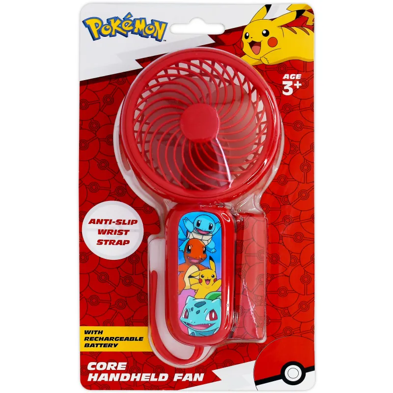MINI-HANDVENTILATOR POKEMON PIKACHU CHARMANDER SQUIRTLE BULBASUR MET OPLAADBARE BATTERIJ, ROOD - The Shop Gamer